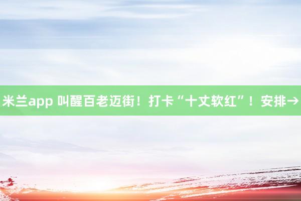 米兰app 叫醒百老迈街！打卡“十丈软红”！安排→