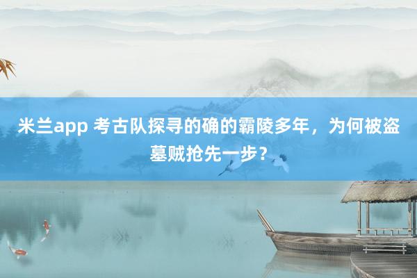 米兰app 考古队探寻的确的霸陵多年，为何被盗墓贼抢先一步？